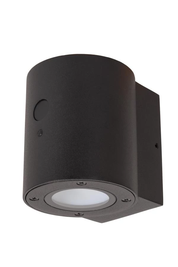 Lucide PERTH - Lámpara de pared - Energía solar - Ø 9 cm - LED Regul. - 1x1W 2850K/3150K - IP65 - Sensor día/noche - Negro - apagado